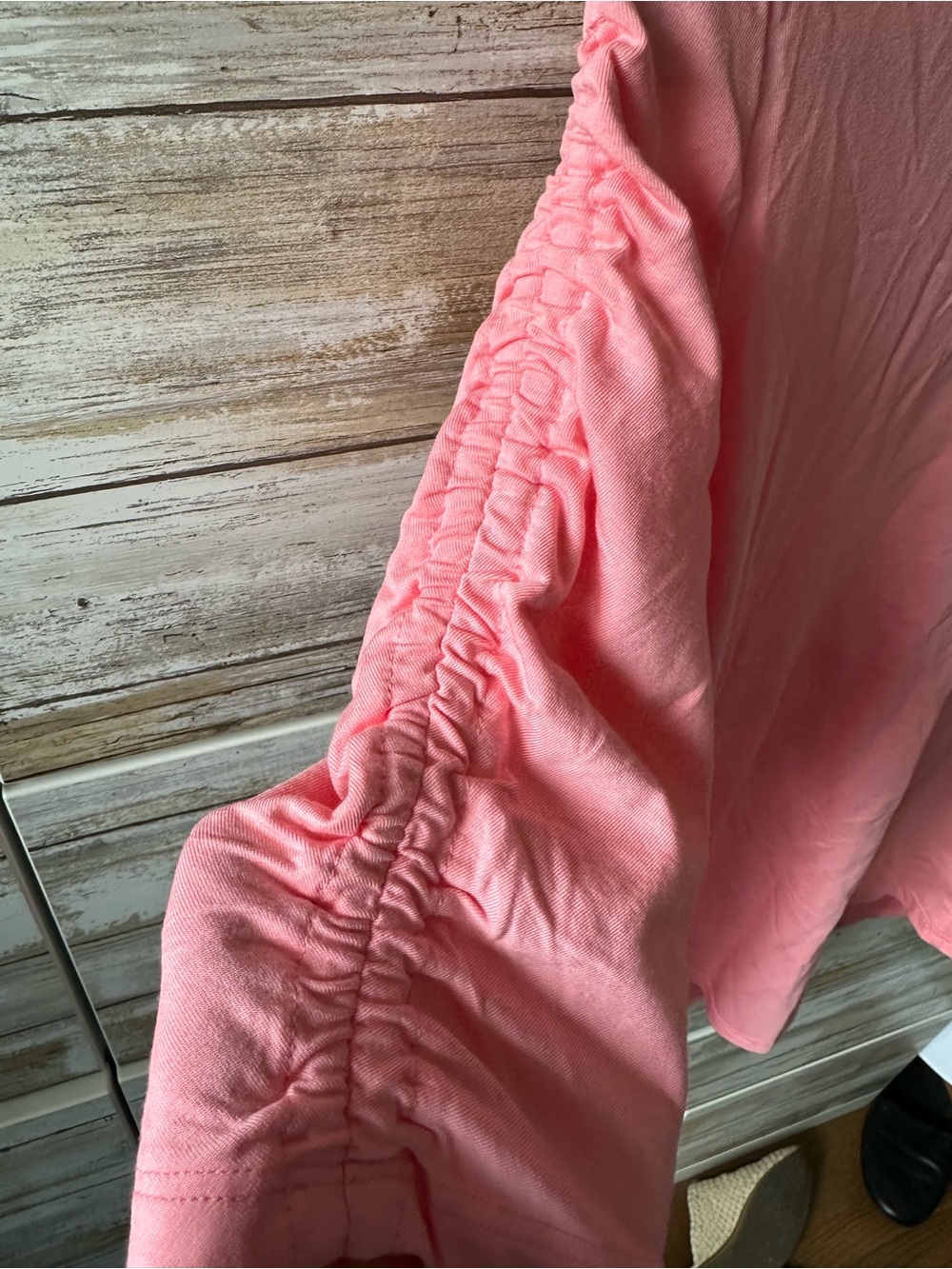 🌸 NWT Time and Tru Ruched Sleeve Tee Top Pink XS (0-2) - Picture 2 of 7